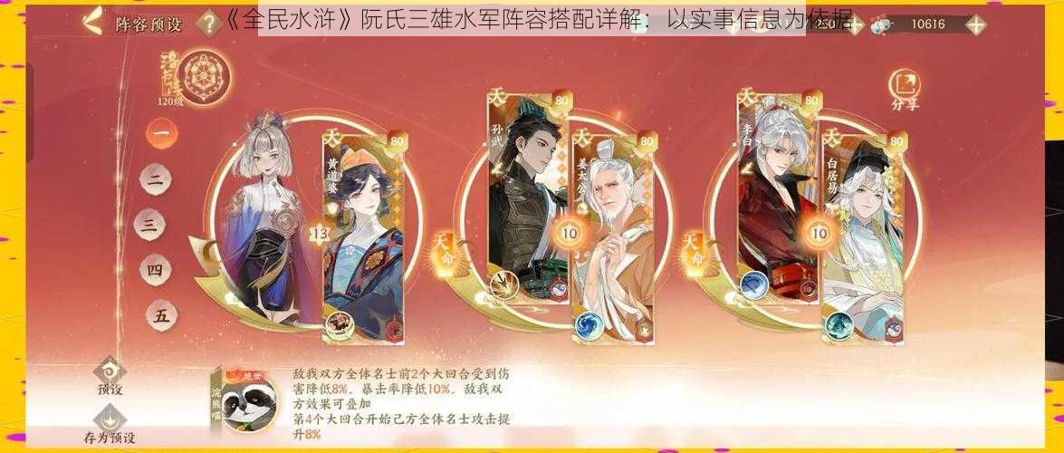 《全民水浒》阮氏三雄水军阵容搭配详解:以实事信息为依据